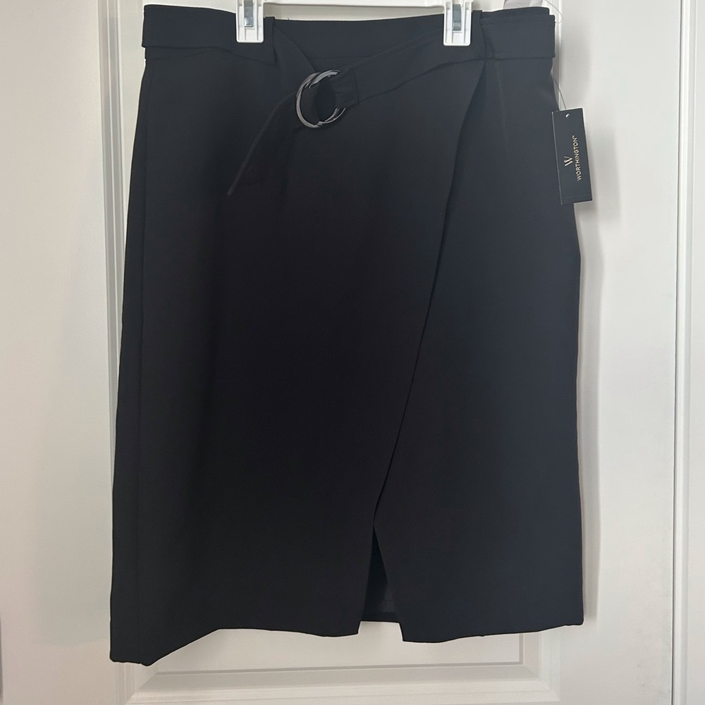 Worthington Black Skirt Belted Size 14